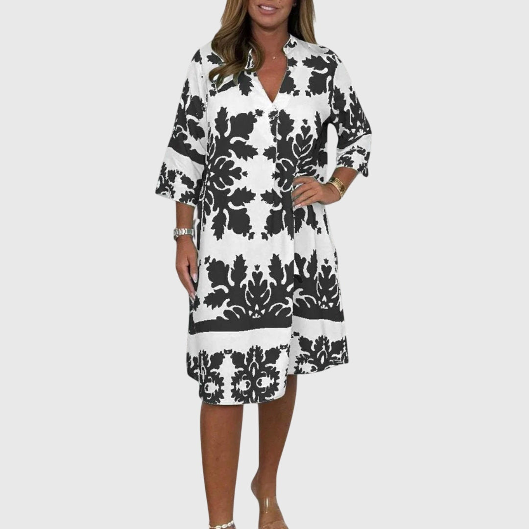 VALERIE | V-neck printed midi dress