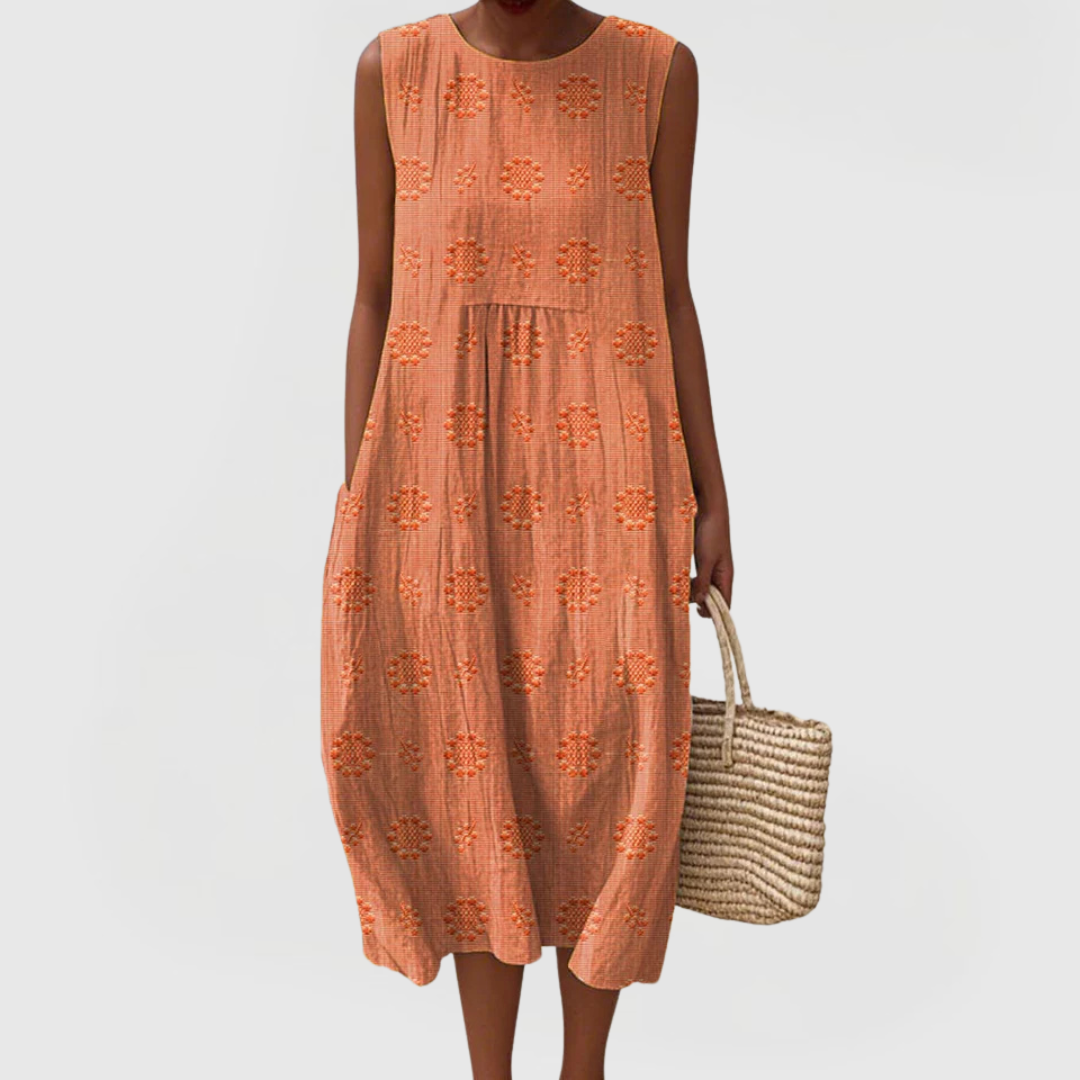 TERESA | Sleeveless dress with embroidery