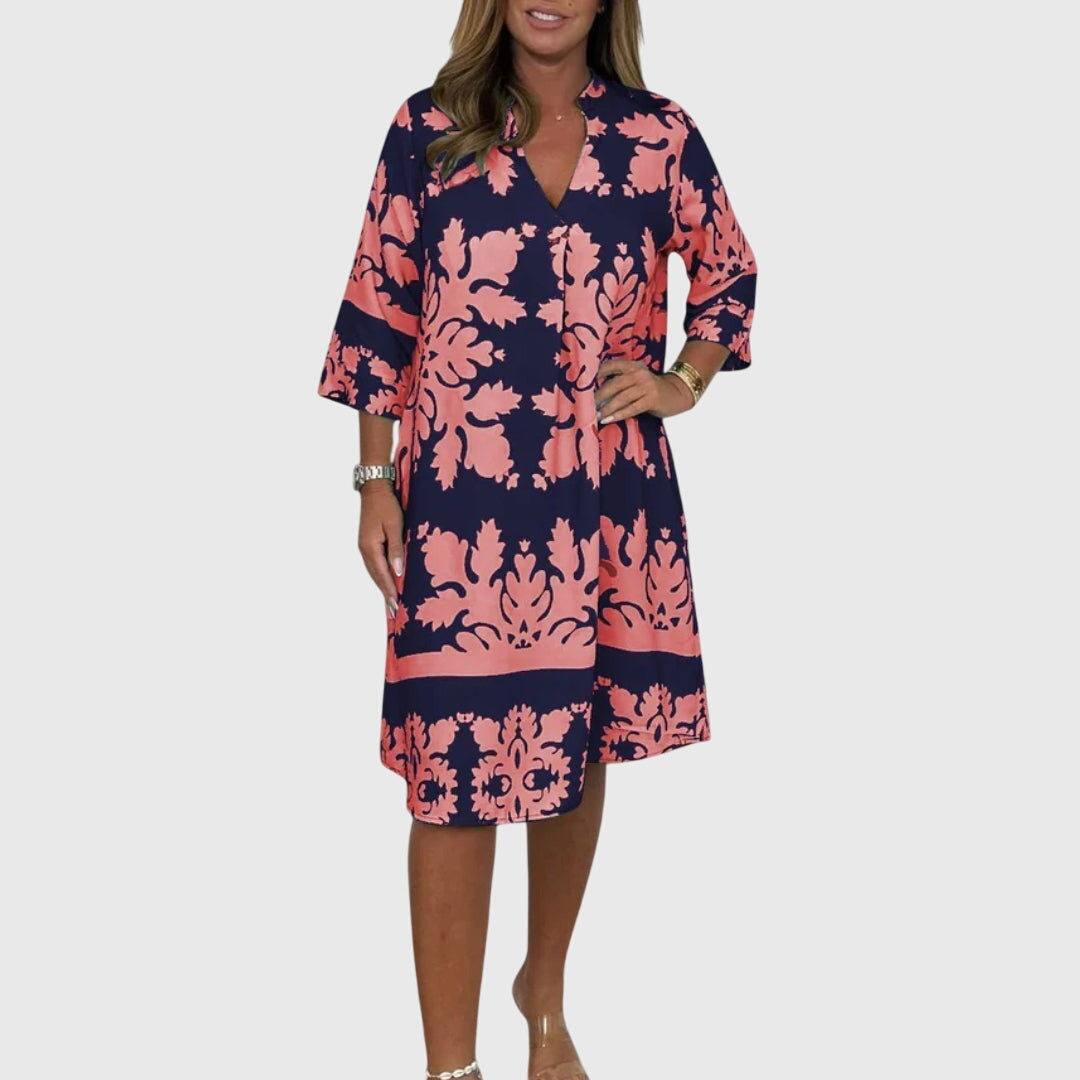 XIN YI | V-neck printed midi dress