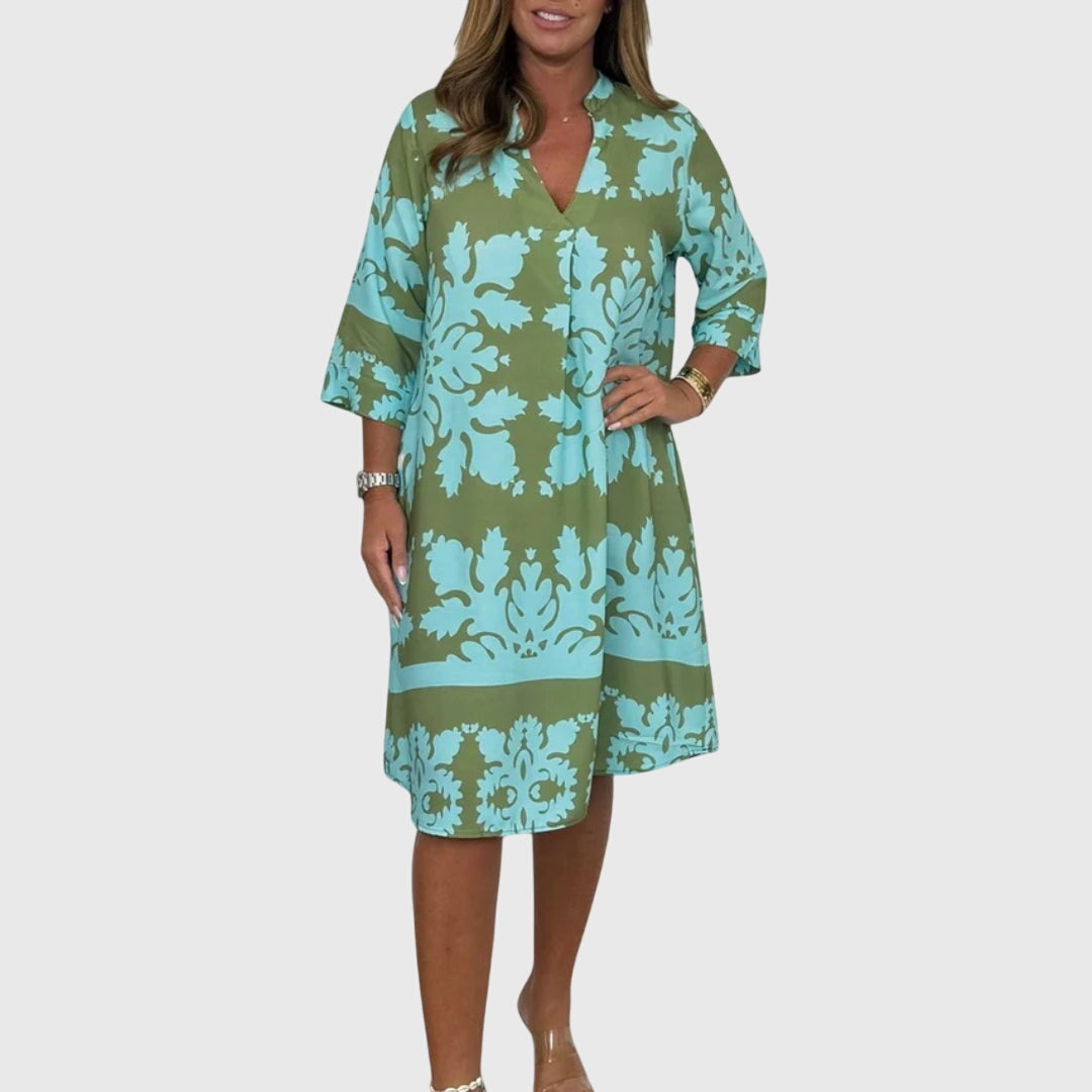 XIN YI | V-neck printed midi dress