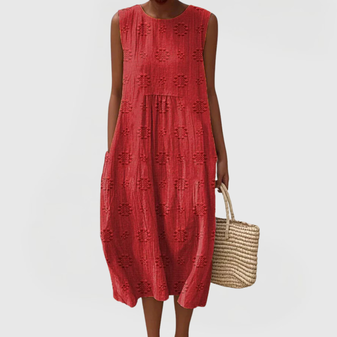 TERESA | Sleeveless dress with embroidery