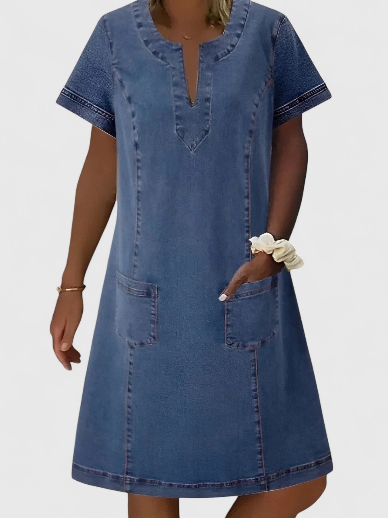 HUI LING | Relaxed midi denim dress