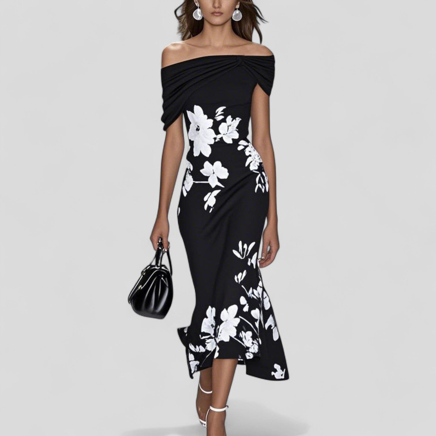 PRIYA | Floral midi dress with flared hem