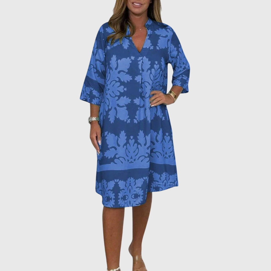 VALERIE | V-neck printed midi dress