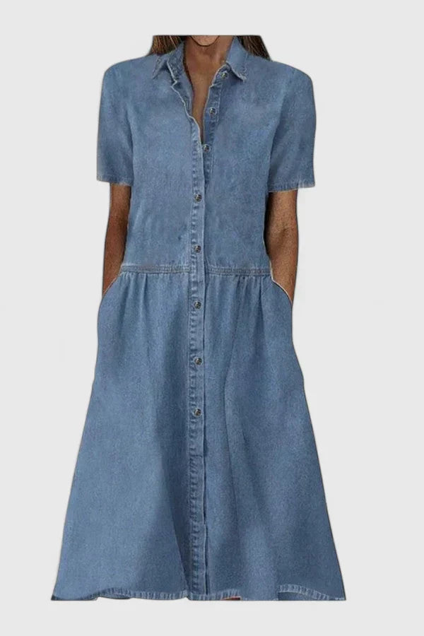HUI LING | Button-front denim dress
