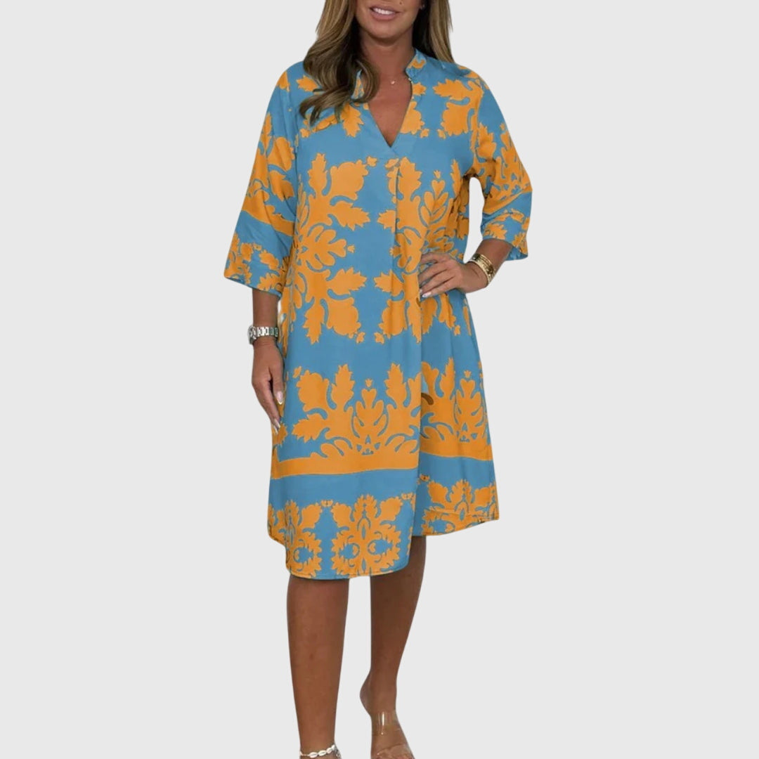 XIN YI | V-neck printed midi dress